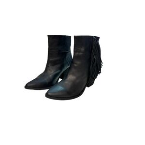 Jeffrey Campbell Handmade Ibiza Last Black Leather Fringe Booties